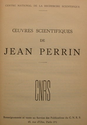 Oeuvres Scientifiques De Jean Perrin