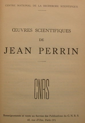 Oeuvres Scientifiques De Jean Perrin