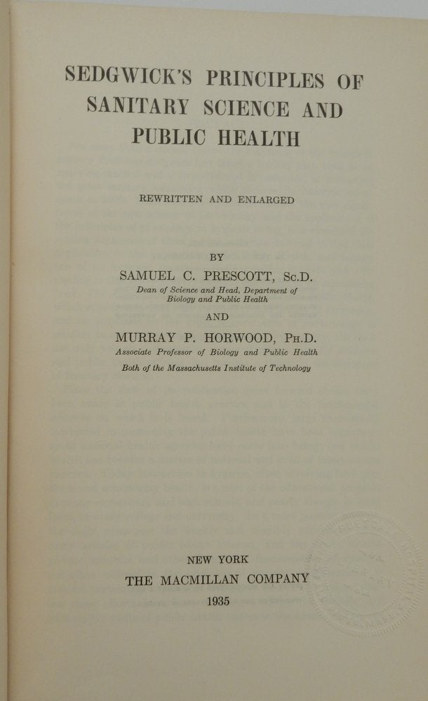 Sedgwick's Principles of Sanitary Science and Public Health | Samuel C ...