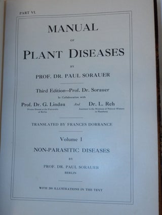 Manual of Plant Diseases, Volume I Non-Parasitic Diseases ... Third Edition ... with 208 illustrations in the text