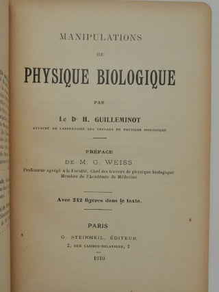 Manipulations de Physique Biologique ... Avec 242 figures dans le texte