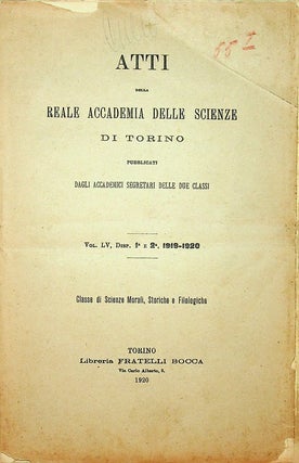 Item #15324 Atti Della Reale Accademia Delle Scienze Di Torino Pubblicati Dagli Accademici...