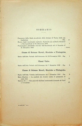 Atti Della Reale Accademia Delle Scienze Di Torino Pubblicati Dagli Accademici Segretari Delle Due Classi : Vol LV, Disp 1a e 2a 1919-1920 : Classe di Scienze Morali, Storiche e Filologiche