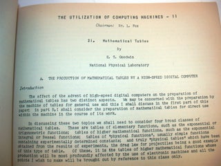 Automatic Digital Computation Proceedings of a Symposium held at the National Physical Laboratory on March 25, 26, 27, & 28 1953