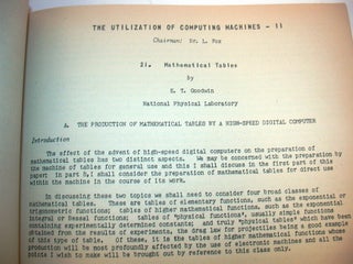 Automatic Digital Computation Proceedings of a Symposium held at the National Physical Laboratory on March 25, 26, 27, & 28 1953