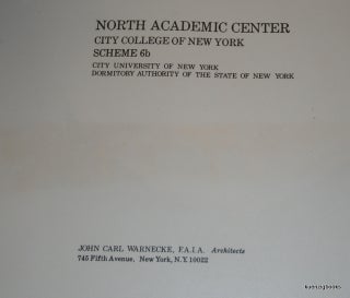 Architect's presentation binder with graphs and photos of architectural drawings of proposed facilities for the campus of City College at the City University of New York