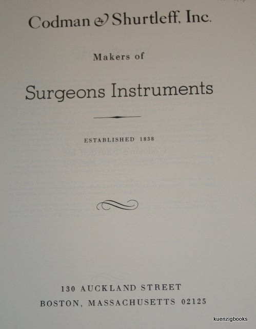Codman Shurtleff Codman & Shurtleff, Inc. Makers of Surgeons Instruments | Codman, Inc ...