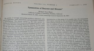 Item #20129 Symmetries of Baryons and Mesons. Murray Gell-Mann