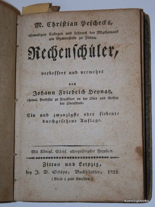 Item #20200 Rechenschüler / verbessert und vermehrt von Johann Friedrich Heynatz. TEXTBOOK -...
