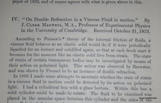 Item #21130 On Double Refraction in a Viscous Fluid in Motion. James Clerk Maxwell