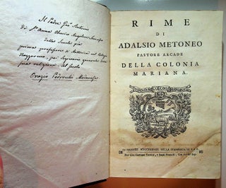 Item #21671 Rime di Adalsio Metoneo, pastore Arcade, della colonia Mariana. unknown author