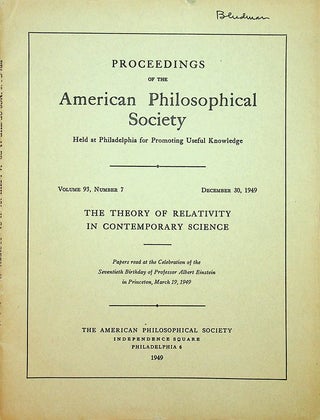 Item #22077 The Theory of Relativity in Contemporary Science : Papers Read at the Celebration of...