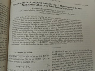 Item #22524 Free Antineutrino Absorption Cross Section. I. Measurement of the Free Antineutrino...