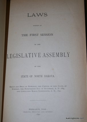 Item #23307 Laws passed at the First Session of the Legislative Assembly of the State of North...