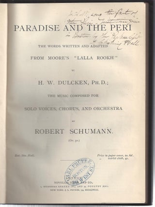 Item #23389 Paradise and the Peri the Words Written and Adapted from Moore's "Lalla Rookh" by H....