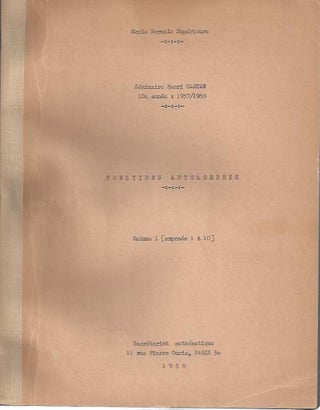 Item #23418 Fonctions Automorphes Volume 1 [ exposes 1 a 10 ]. Henri Cartan