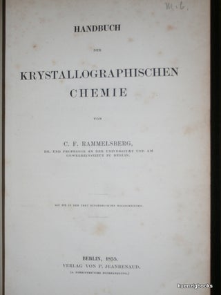 Item #23665 Handbuch der Krystallographischen Chemie BOUND WITH SUPPLEMENT Die neuesten...