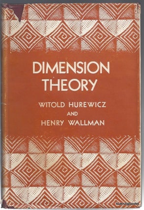 Item #23728 Dimension Theory. Witold Hurewicz, Henry Wallman