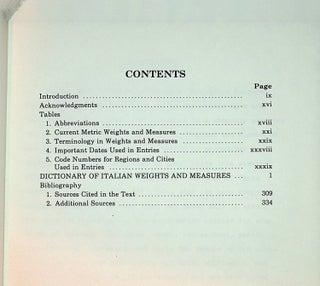 Italian Weights and Measures From the Middle Ages to the Nineteenth Century