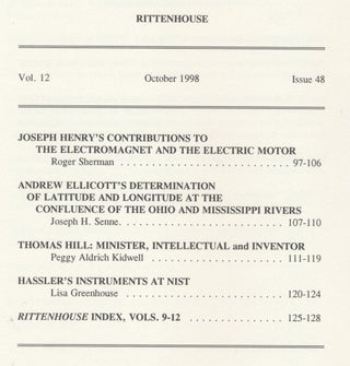 Rittenhouse Vol. 12 No. 4 (Issue 48), October 1998 : Journal of the American Scientific Instrument Enterprise