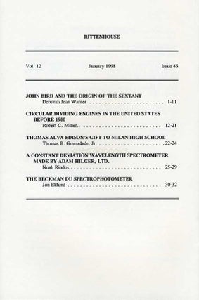 Rittenhouse Vol. 12 No. 1 (Issue 45), January 1998 : Journal of the American Scientific Instrument Enterprise