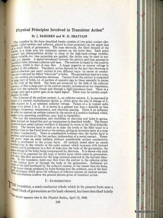 Item #25354 Physical Principles Involved in Transistor Action WITH Hole Injection in Germanium -...