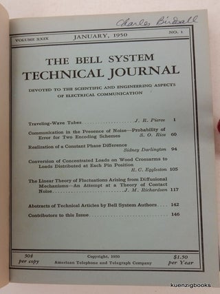 Error Detecting and Error Correcting Codes ; Traveling-Wave Tubes ; Memory Requirements in a Telephone Exchange.