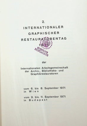 Item #25443 2. Internationaler Graphischer Restauratorentag 1971 der Internationalen...