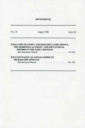 Rittenhouse Vol. 10 No. 4 (Issue 40): Journal of the American Scientific Instrument Enterprise August 1996