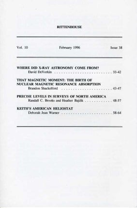 Rittenhouse Vol. 10 No. 2 (Issue 38): Journal of the American Scientific Instrument Enterprise February 1996