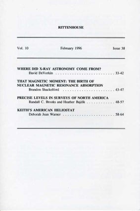 Rittenhouse Vol. 10 No. 2 (Issue 38): Journal of the American Scientific Instrument Enterprise February 1996