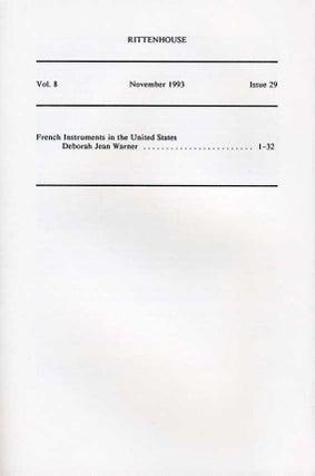 Rittenhouse Vol. 8 No. 1 (Issue 29): Journal of the American Scientific Instrument Enterprise Nov 1993