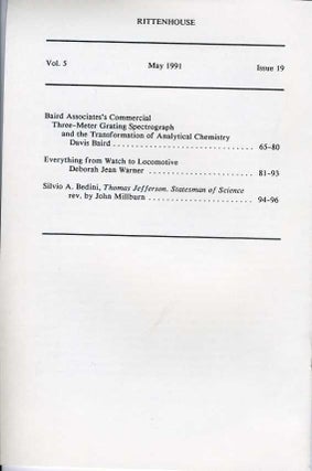 Rittenhouse Vol. 5 No. 3 (Issue 19): Journal of the American Scientific Instrument Enterprise May 1991