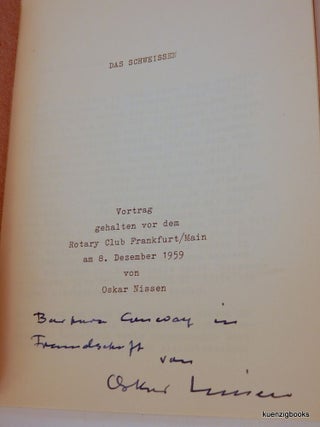 Item #25989 Das Schweissen : Vortrag gehalten vor dem Rotary Club Frankfurt/Main am 8 Dezember...