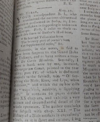 Article on Indian Rhinoplasty IN: The Gentleman's Magazine and Historical Chronicle, For the Year MDCCXCIV. Vol. LXIV. Part the second, issue for October 1794, pp. 891-92 and plate I (at p. 883).