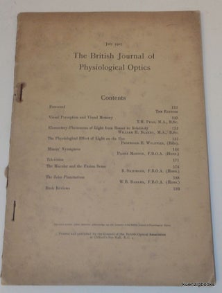 Item #26072 [ Early Television ; Zeiss Planetarium ] The British Journal of Physiological Optics....