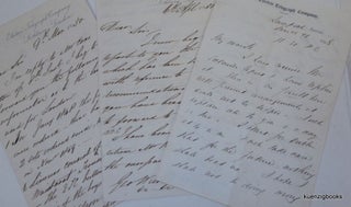 Item #26075 [ALS, Early Telegraph] A group of three handwritten letters to George Wilson, Esq. ,...