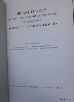 Item #26151 Abhandlungen der Mathematisch-physischen Klasse der Sachsischen Akademie der...