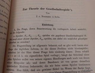 Item #26350 Zur Theorie der Gesellschaftsspiele. John Von Neumann
