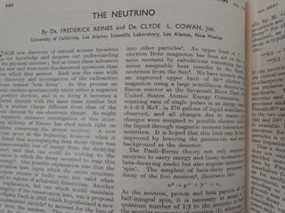 Item #26512 The Neutrino. Dr. Frederick Reines, Dr. Clyde L. jun Cowan
