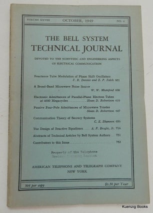 Item #26624 Communication Theory of Secrecy Systems [ IN The Bell System Technical Journal,...