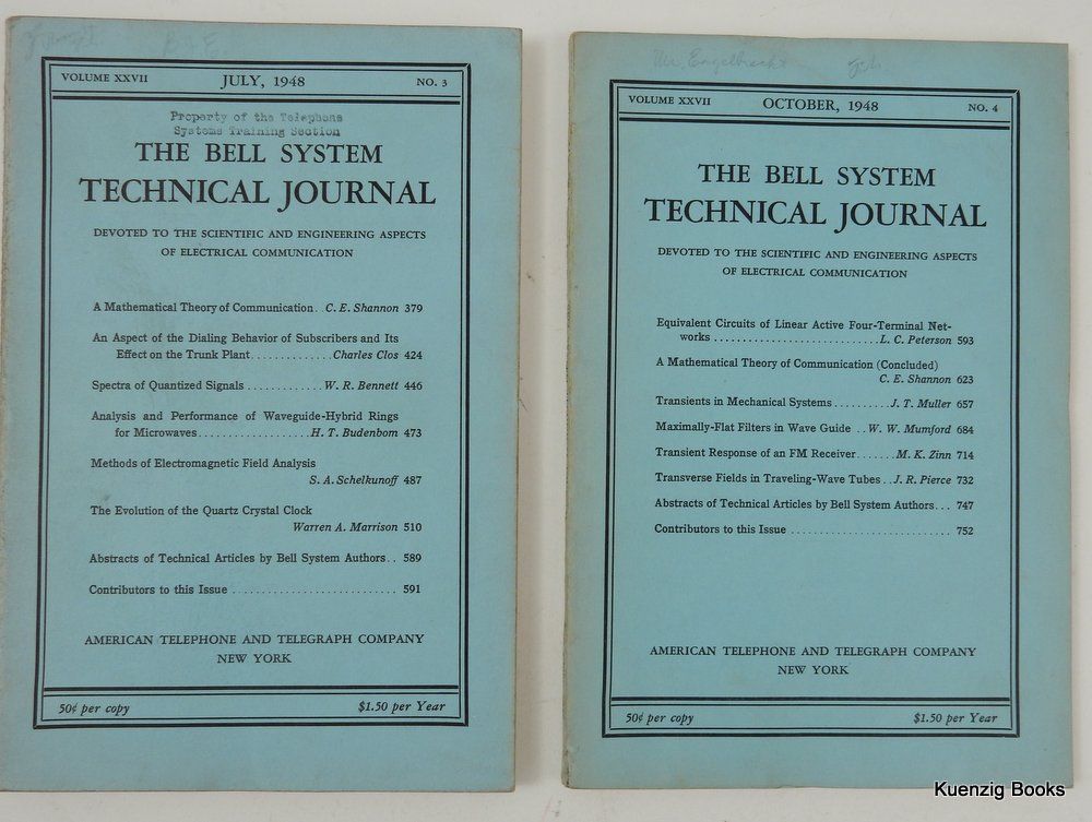 A Mathematical Theory of Communication IN Bell System Technical