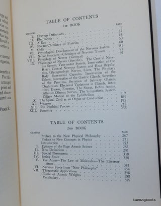 1st Book The Electro-Chemical Factor in Neurology A Research in Electro-Biology 2nd Book New Concepts of Physics