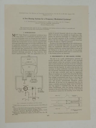 Item #26691 A Dee Biasing System for a Frequency Modulated Cyclotron. L. L. Davenport, L. Mack...