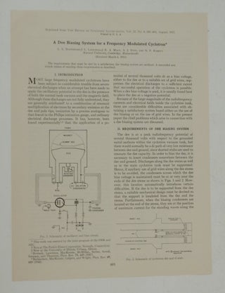 Item #26691 A Dee Biasing System for a Frequency Modulated Cyclotron. L. L. Davenport, L. Mack...