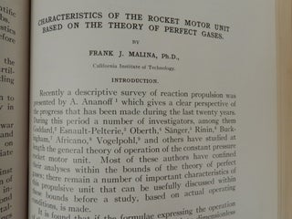 Item #26702 Characteristics of the Rocket Motor Unit Based on the Theory of Perfect Gases. Frank...