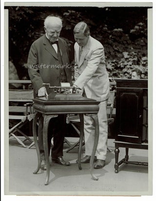 Item #26732 [Photograph] Edison Radios First Phonograph's Words! Thomas A. Edison, Governor Moore