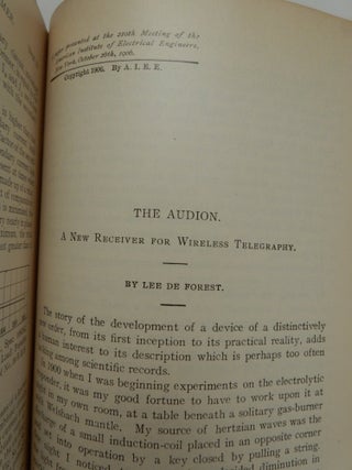 Item #26733 The Audion: A New Receiver for Wireless Telegraphy. Lee De Forest