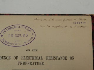 [ Electrical resistance thermometer and pyrometer ] On the Dependence of Electrical Resistance on Temperature [ in three parts ]