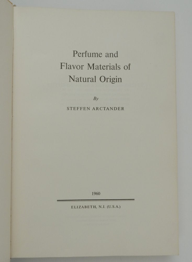 Steffen arctander perfume and flavor outlet chemicals